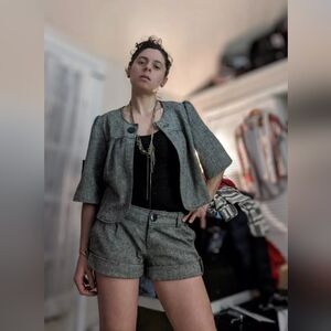 Professional Casual Herringbone Work Suit & Playsuit w/ Sassy Shorts~ Kenzo Girl